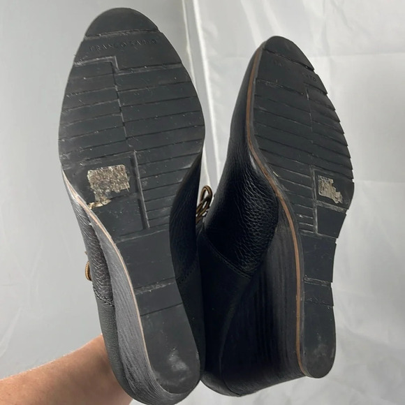 FRANCO SARTO Derby Black Wedge Lace Up Boots Pebble Grain Nubuck Leather Edgy 12 - Picture 8 of 13